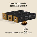 Nespresso Capsules Vertuo, Double Espresso Chiaro, Medium Roast Espresso Coffee, 30 - Count Coffee pods