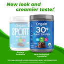Orgain Organic Vegan 30g High Protein Powder, Plant Based Shake Drink, Prebiotic Fiber, Chocolate, 1.26lb