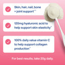Vital Proteins Grass Fed Collagen Peptides Advanced Powder Supplement, with Hyaluronic Acid + Vitamin C, Strawberry Lemon Flavor, 10.5oz