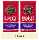 (2 pack) Eight O'Clock Coffee Dark Italian Espresso Whole Bean Medium Roast Arabica Coffee 10 oz