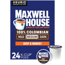 (4 pack) Maxwell House 100% Colombian Medium Roast K-Cup® Coffee Pods, 24 Count Box