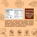 Mushroom Coffee Organic (60 Servings) 10 Mushrooms (Lion’s Mane, Cordyceps, Turkey Tail & Other) Mixed With Gourmet Arabica Instant Immune Boosting Coffee for Focus & Gut Health Support