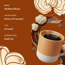 Four Sigmatic Focus Half Caf Ground Coffee | Organic Half Caf Ground Coffee with Lion's Mane Mushroom and Yacon for Mental Clarity & Energy Support