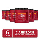 Folgers Classic Roast Medium Roast Ground Coffee 25.9 oz Canisters (6 Pack), Rich Smooth Flavor, Caffeinated Coffee