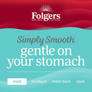 Folgers Simply Smooth Medium Roast Ground Coffee 23 oz Canister, AromaSeal Container, Smooth Flavor, Stomach Friendly Coffee