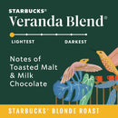 Starbucks Veranda Blend Blonde Roast K-Cup Coffee Pods 60 Count, Keurig Compatible, Arabica Coffee, Smooth Malt Flavor