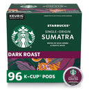 Starbucks Sumatra Dark Roast K-Cup Coffee Pods 96 Count, Keurig Compatible, 100% Arabica Coffee, Rich Herbal Spice Notes