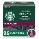 Starbucks French Roast Dark Roast K-Cup Coffee Pods 96 Count, Keurig Compatible, Arabica Coffee, Smoky Caramel Flavor