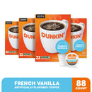 Dunkin' French Vanilla Medium Roast K-Cup Coffee Pods 88 Count, Keurig Compatible, Arabica Coffee, Smooth Vanilla Flavor