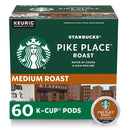 Starbucks Pike Place Roast Medium Roast K-Cup Coffee Pods 60 Count, Keurig Compatible, Arabica Coffee, Smooth Cocoa Notes