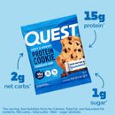 Quest Nutrition Chocolate Chip Cookie, 15g Protein, 1g Sugar, 2g Net Carbs, Keto Friendly, High Protein, 12 Count