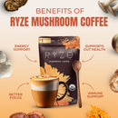 RYZE SUPERFOODS RYZE n Shine Bundle, USDA Organic Mushroom Medium Roast Coffee + Probiotic Coffee Creamer with 6 Adaptogenic Mushrooms for Better Energy, Focus, Digestion, Immunity, 30 + 30 Servings