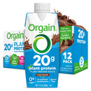 Orgain 20g Vegan Protein Shake, Plant Based, No Added Sugar- Creamy Chocolate 11oz, 12ct