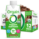 Orgain Organic Nutrition Shake, Grass Fed Protein, Creamy Chocolate Fudge 11oz, 12ct