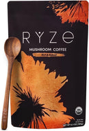 RYZE SUPERFOODS Mushroom Coffee Dark Roast, 6 Adaptogenic Mushrooms & Prebiotic Blend, Instant Coffee Supports Energy, Focus, Digestion & Immunity, Lions Mane & Turkey Tail, 30 Servings.