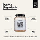 Naked Whey Chocolate Protein Powder - Only 3 Ingredients - Grass Fed Whey Protein Powder, Organic Chocolate and Organic Coconut Sugar, No GMO, No Soy, and Gluten Free - 24 Servings