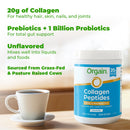 Orgain Grass-Fed & Pasture Raised Collagen Peptides + Prebiotic & 1 Billion CFU Probiotics, Unflavored, 1lb